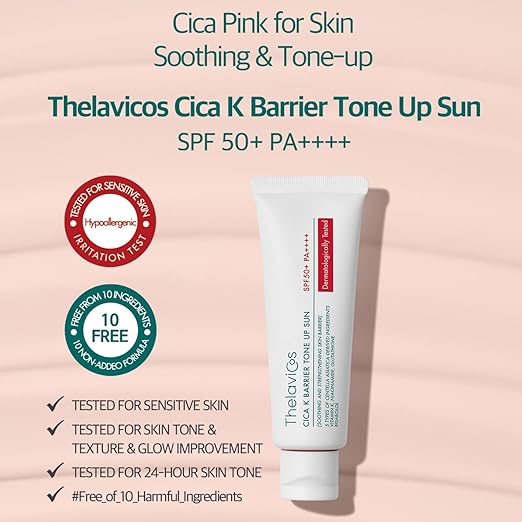 Thelavicos CICA K Barrier Tone Up SUN SPF 50+ PA++++++ 1.8 oz (50 g) + CICA K Barrier Cream 0.5 oz (15 g)