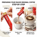 Maxim Original Red Korean Instant Coffee – 100 Sticks, Carton